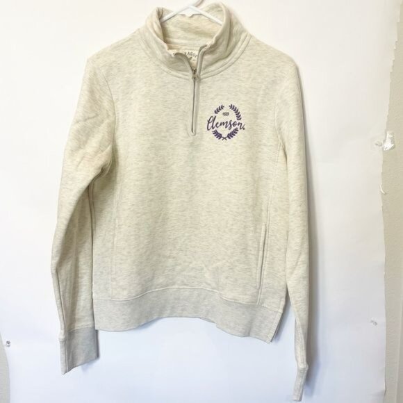 League Academy Oatmeal Quarter-Zip Pullover Clemson Logo 1889 Sweatshirt Small - Picture 2 of 8